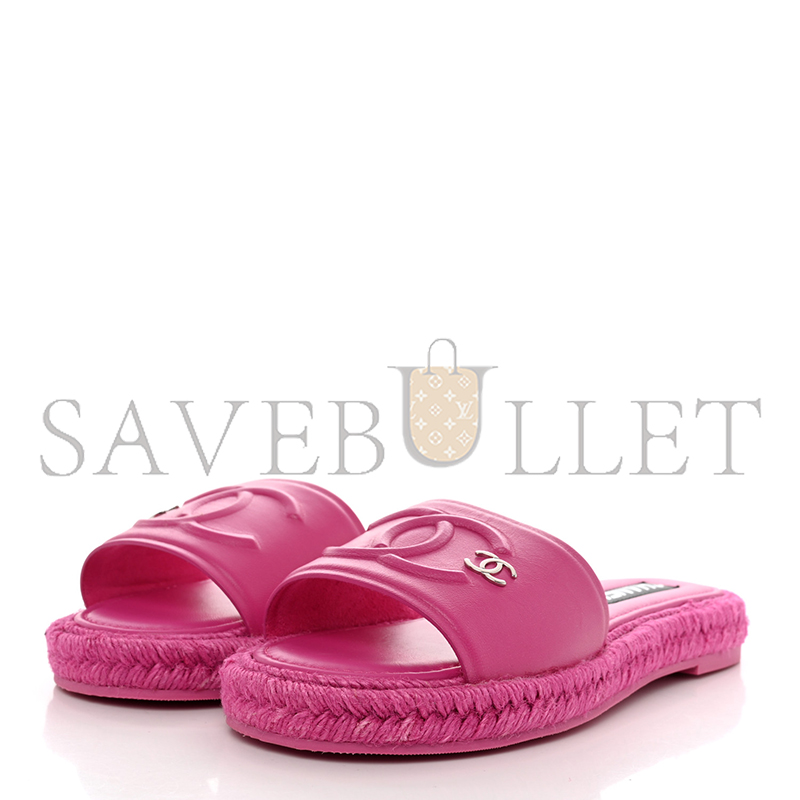 CHANE LAMBSKIN CORD BRAIDED SLIDE SANDALS PINK G39778